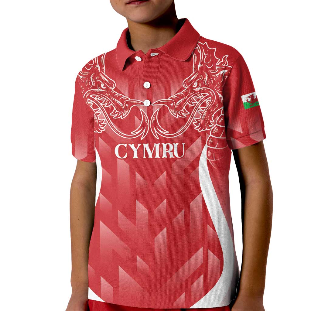 Wales Rugby Personalised Kid Polo Shirt Heraldic Dragon Basic Red - Wonder Print Shop