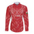 Wales Rugby Personalised Long Sleeve Button Shirt Heraldic Dragon Basic Red