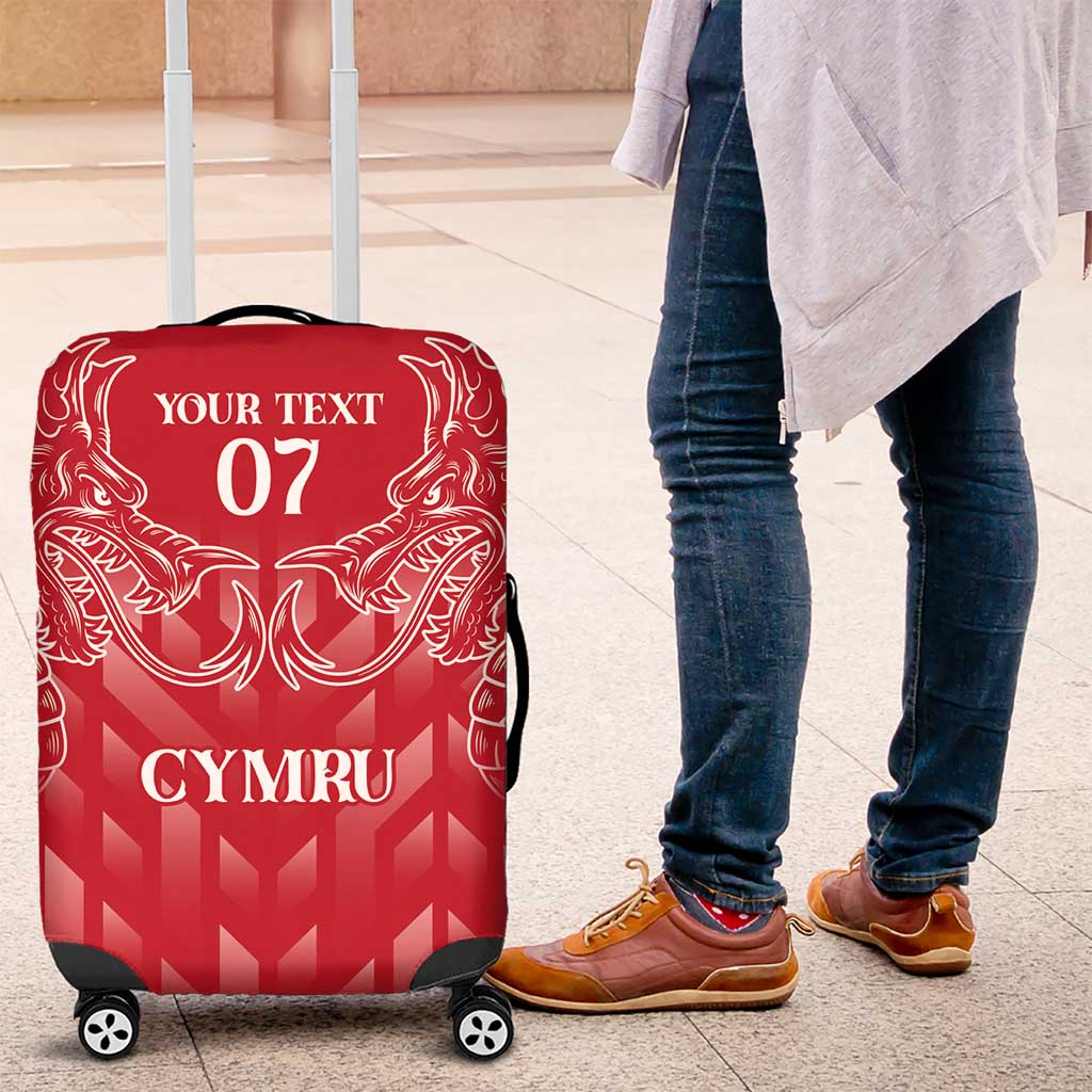 Wales Rugby Personalised Luggage Cover Heraldic Dragon Basic Red - Wonder Print Shop