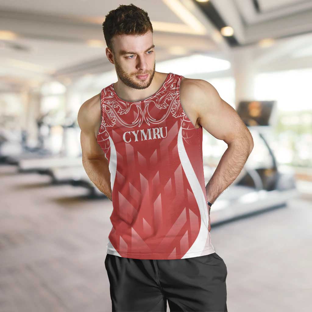 Wales Rugby Personalised Men Tank Top Heraldic Dragon Basic Red