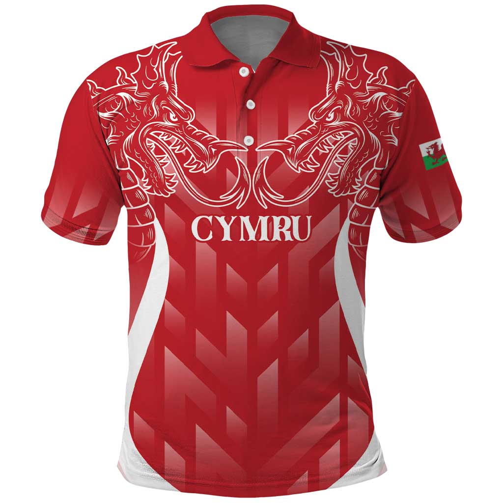 Wales Rugby Personalised Polo Shirt Heraldic Dragon Basic Red - Wonder Print Shop