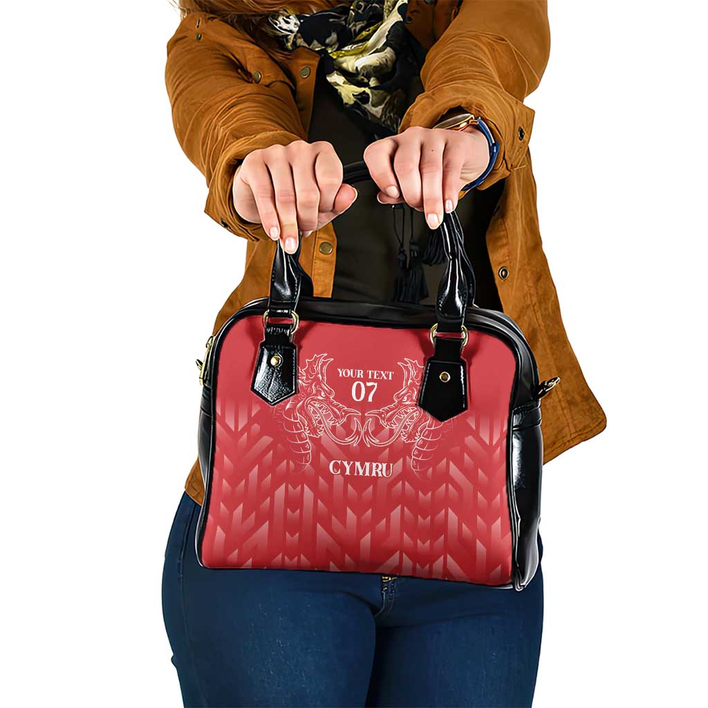 Wales Rugby Personalised Shoulder Handbag Heraldic Dragon Basic Red