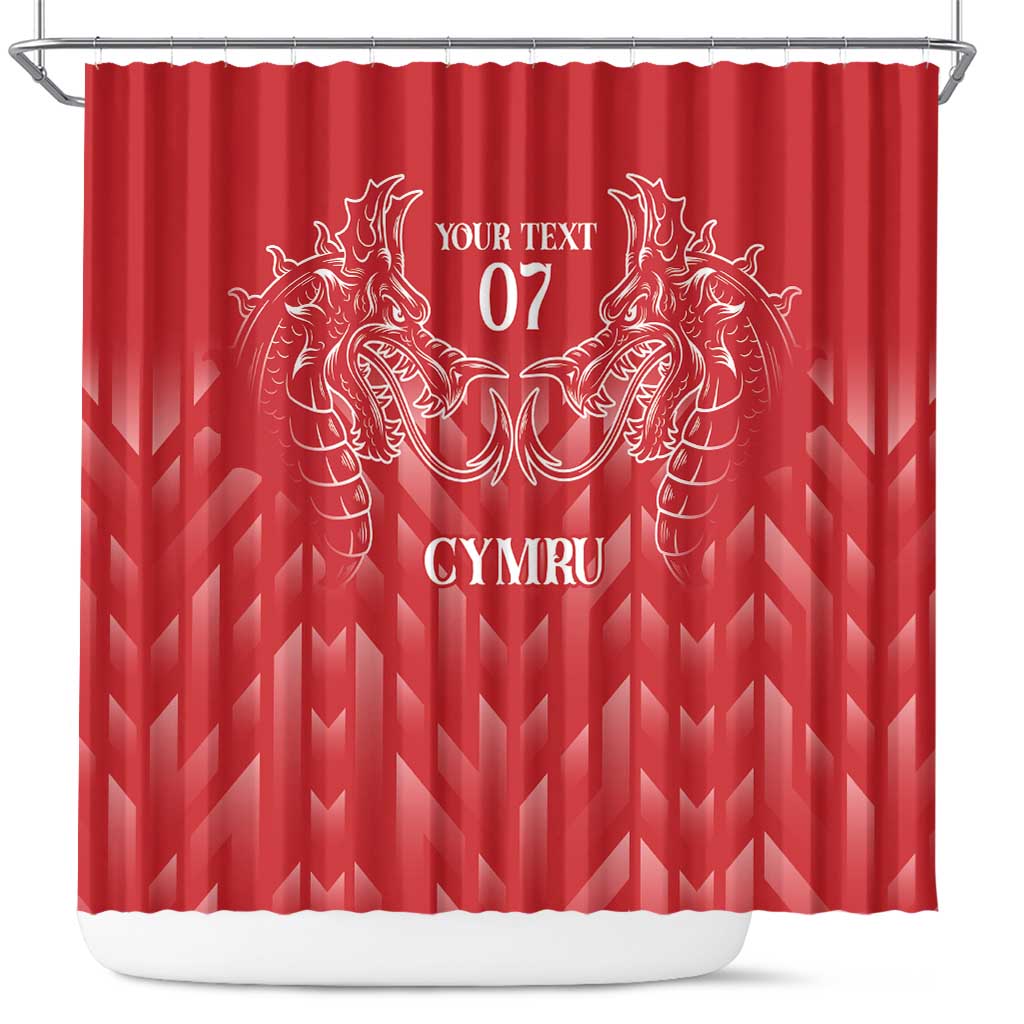 Wales Rugby Personalised Shower Curtain Heraldic Dragon Basic Red