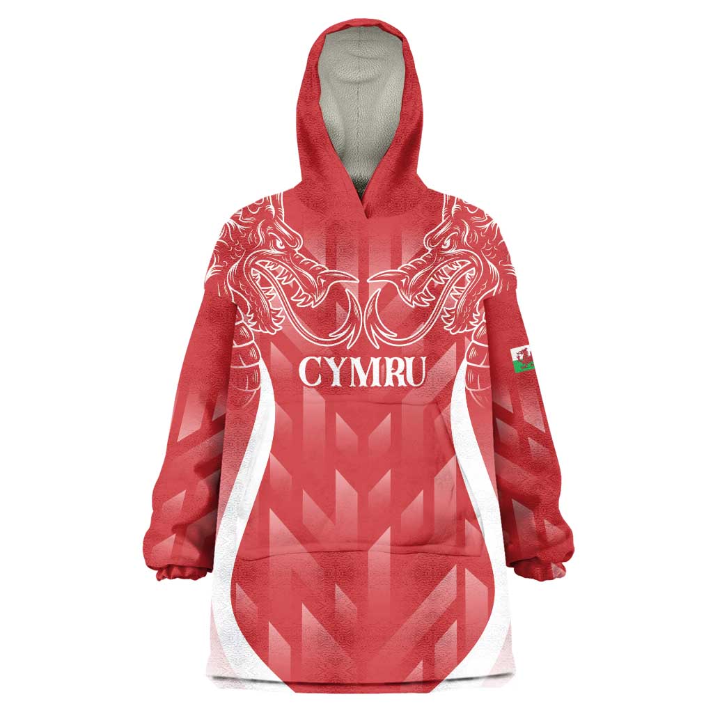 Wales Rugby Personalised Wearable Blanket Hoodie Heraldic Dragon Basic Red