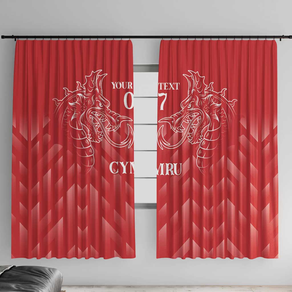 Wales Rugby Personalised Window Curtain Heraldic Dragon Basic Red