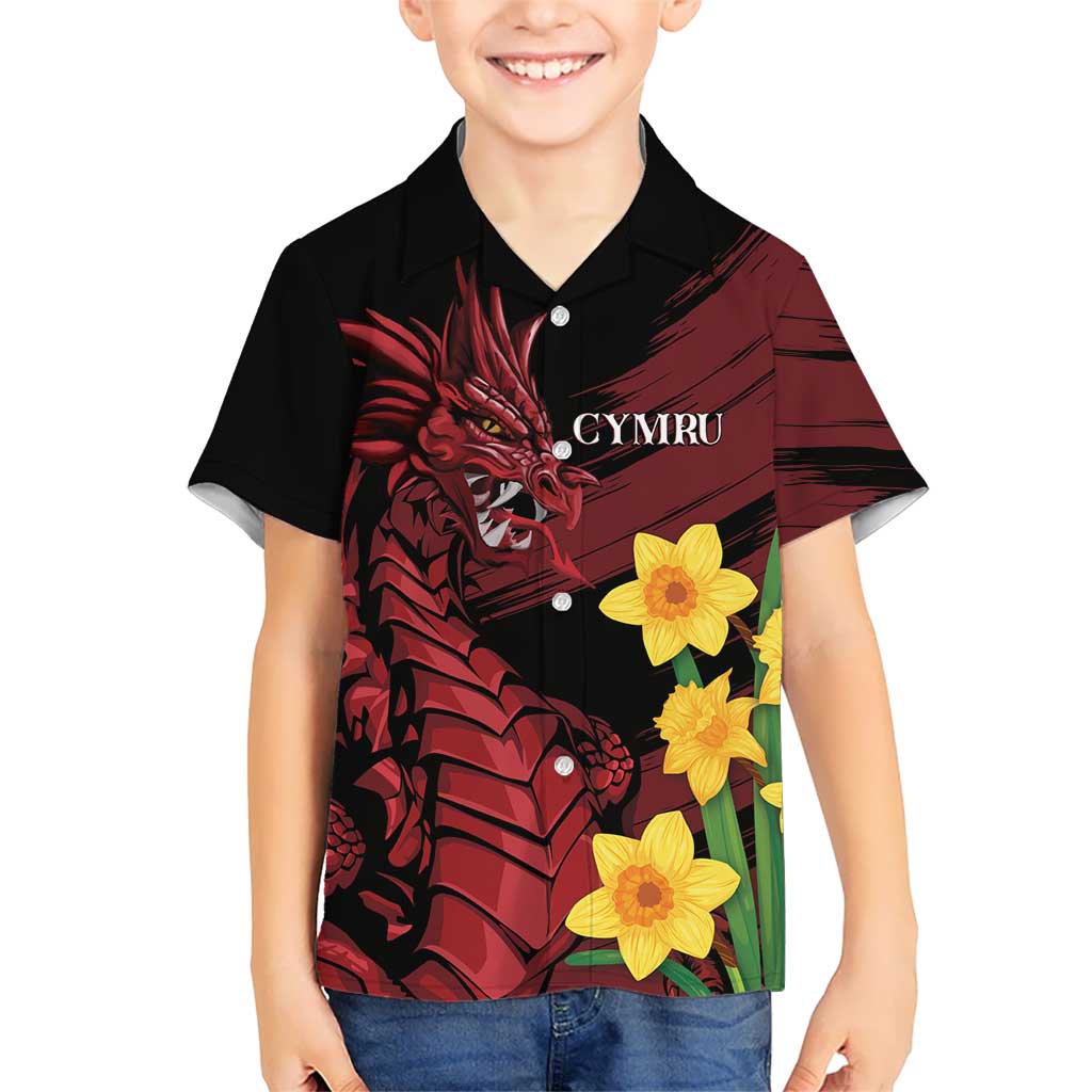 Wales Cymru Am Byth Kid Hawaiian Shirt Dragon & Daffodil - Wonder Print Shop