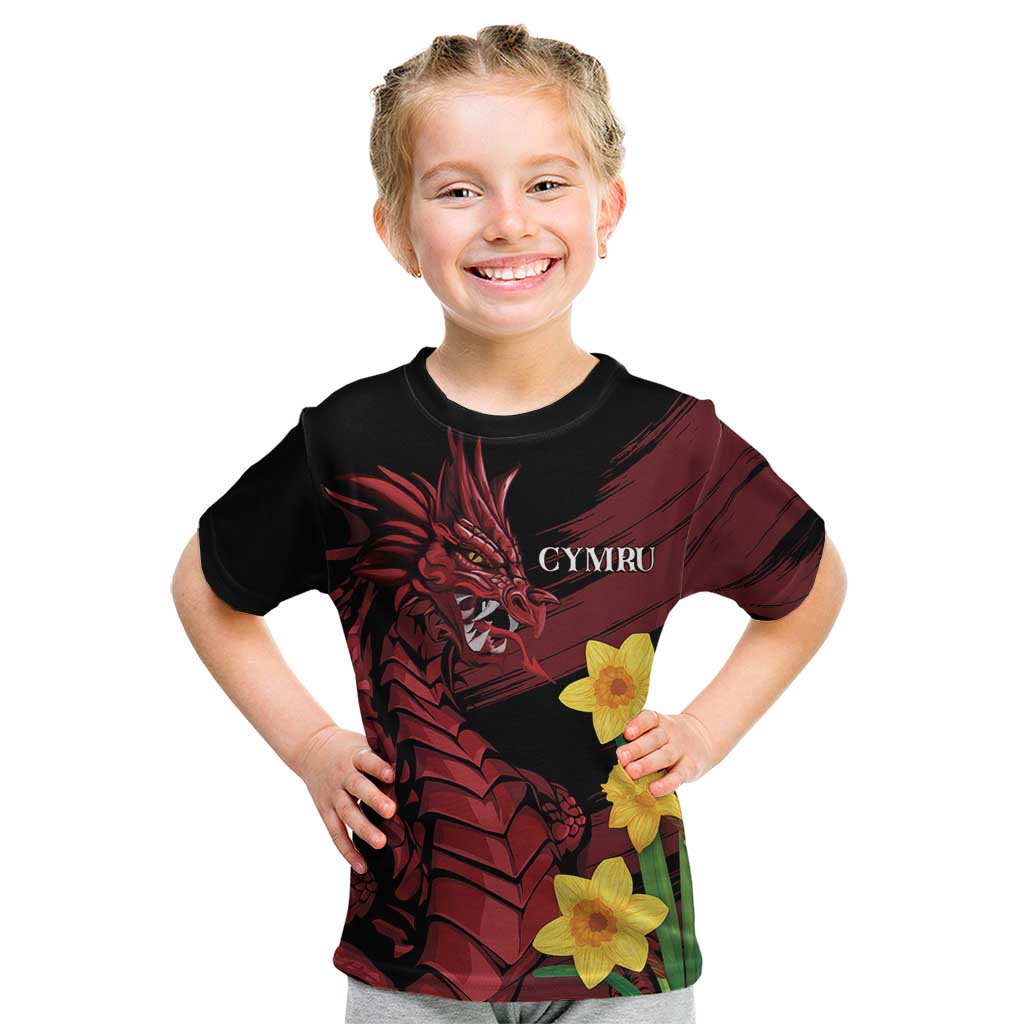 Wales Cymru Am Byth Kid T Shirt Dragon & Daffodil - Wonder Print Shop