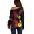 Wales Cymru Am Byth Off Shoulder Sweater Dragon & Daffodil