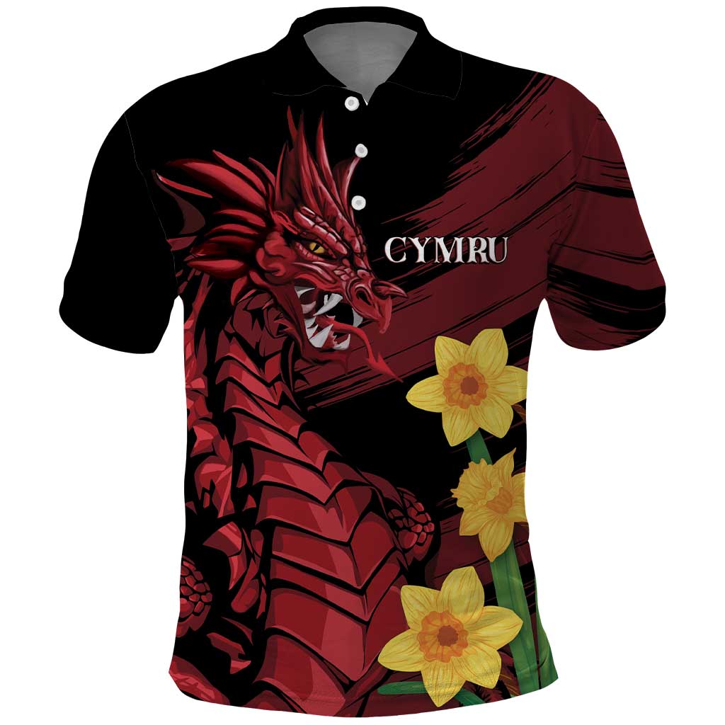 Wales Cymru Am Byth Polo Shirt Dragon & Daffodil - Wonder Print Shop