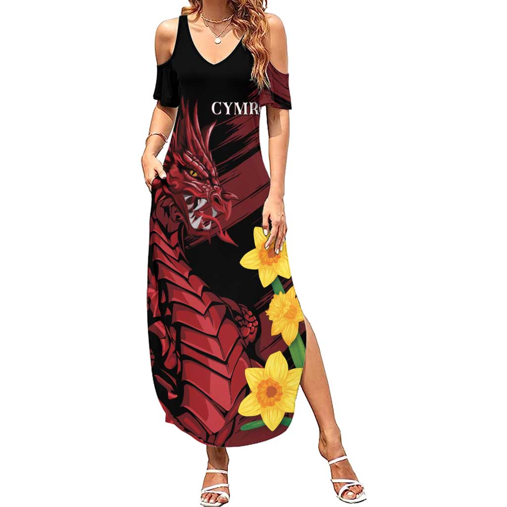 Wales Cymru Am Byth Summer Maxi Dress Dragon & Daffodil