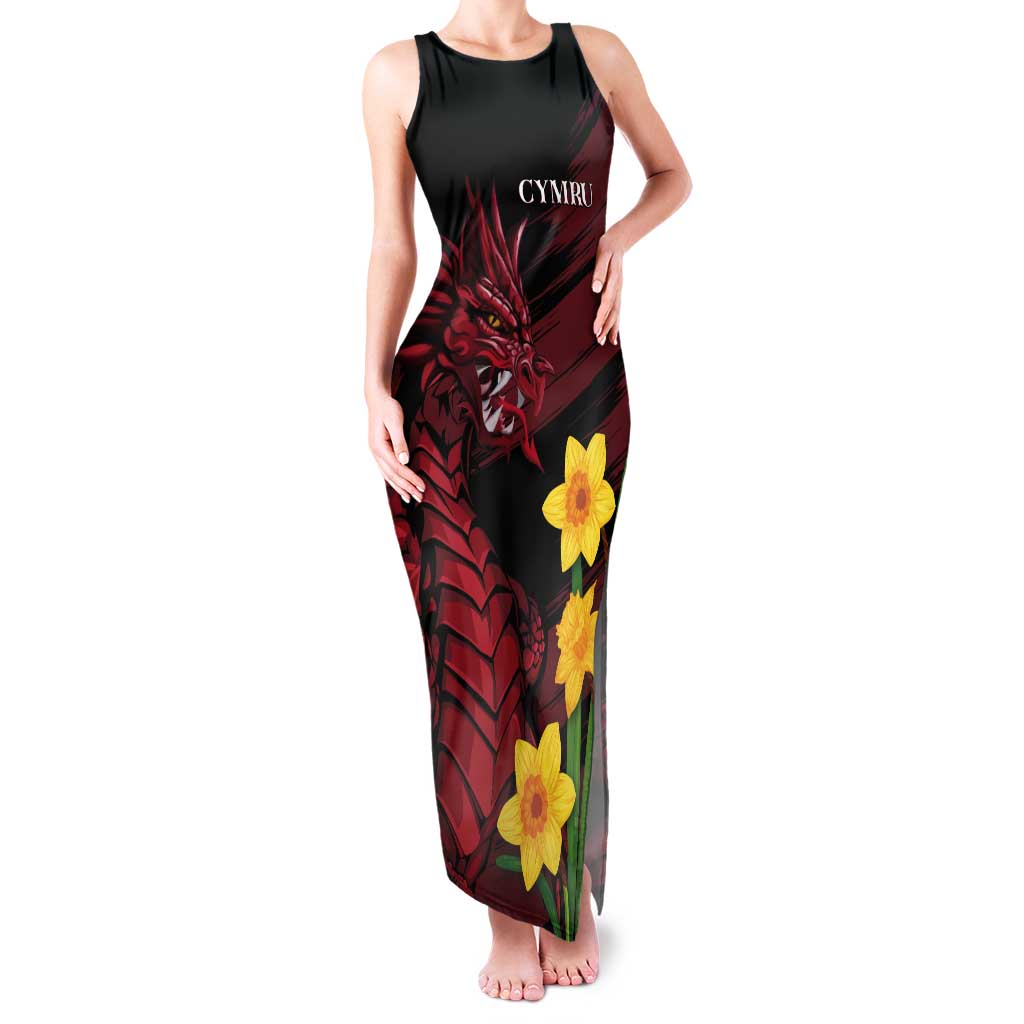 Wales Cymru Am Byth Tank Maxi Dress Dragon & Daffodil