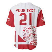 Denmark white and red football jersey, back print 'YOUR TEXT' with number 21