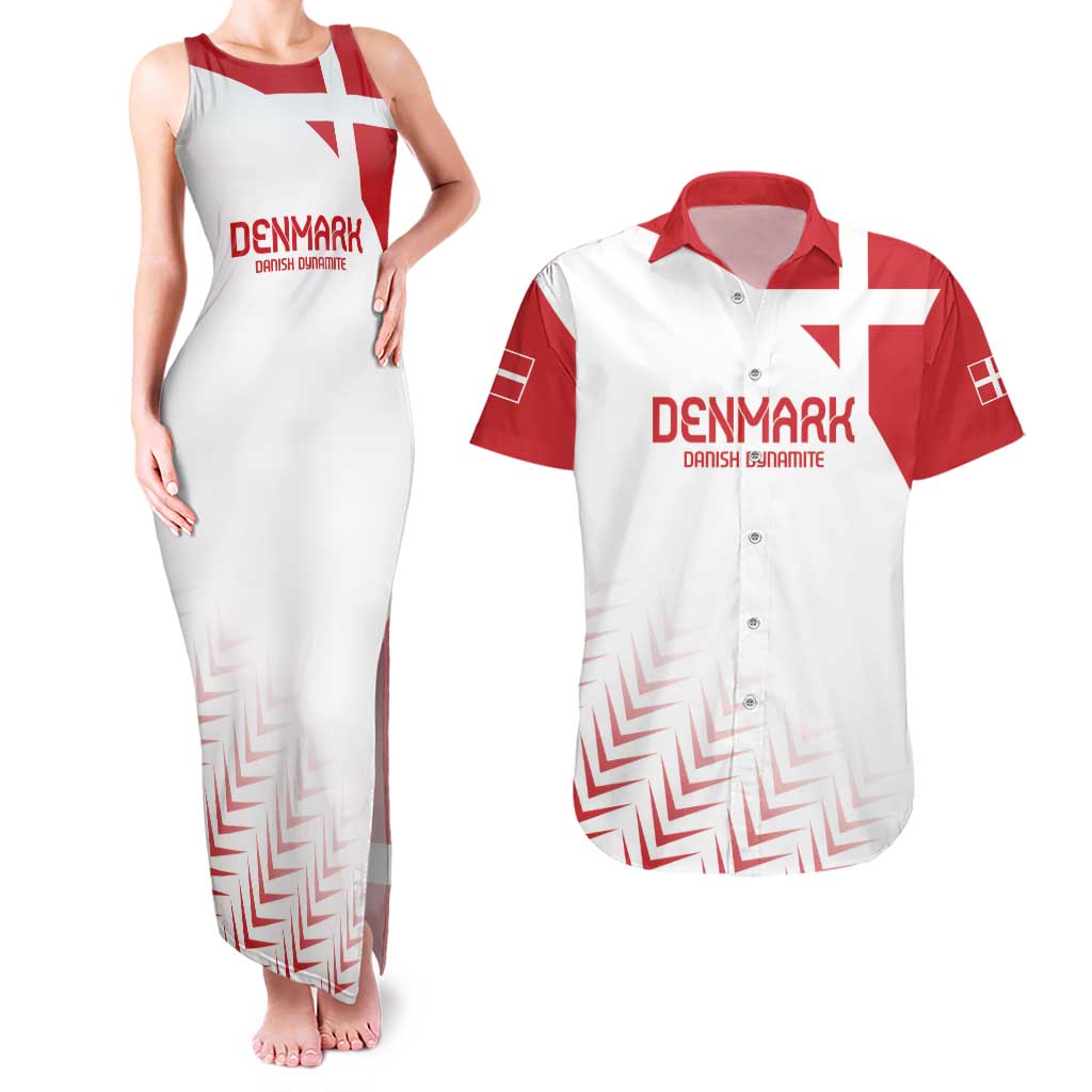 Custom Denmark Football Couples Matching Tank Maxi Dress and Hawaiian Shirt Come On Danish Dynamite LT9 - Wonder Print Shop