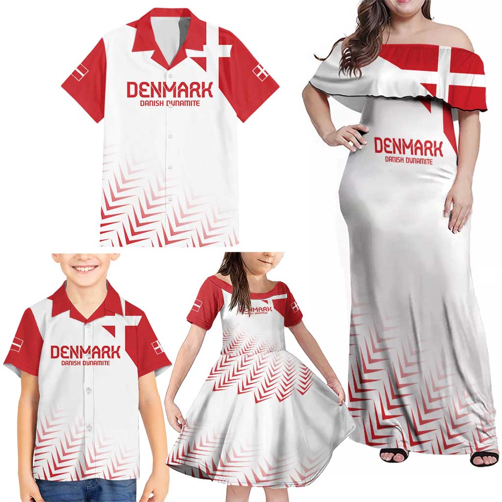 Custom Denmark Football Family Matching Off Shoulder Maxi Dress and Hawaiian Shirt Come On Danish Dynamite LT9 - Wonder Print Shop