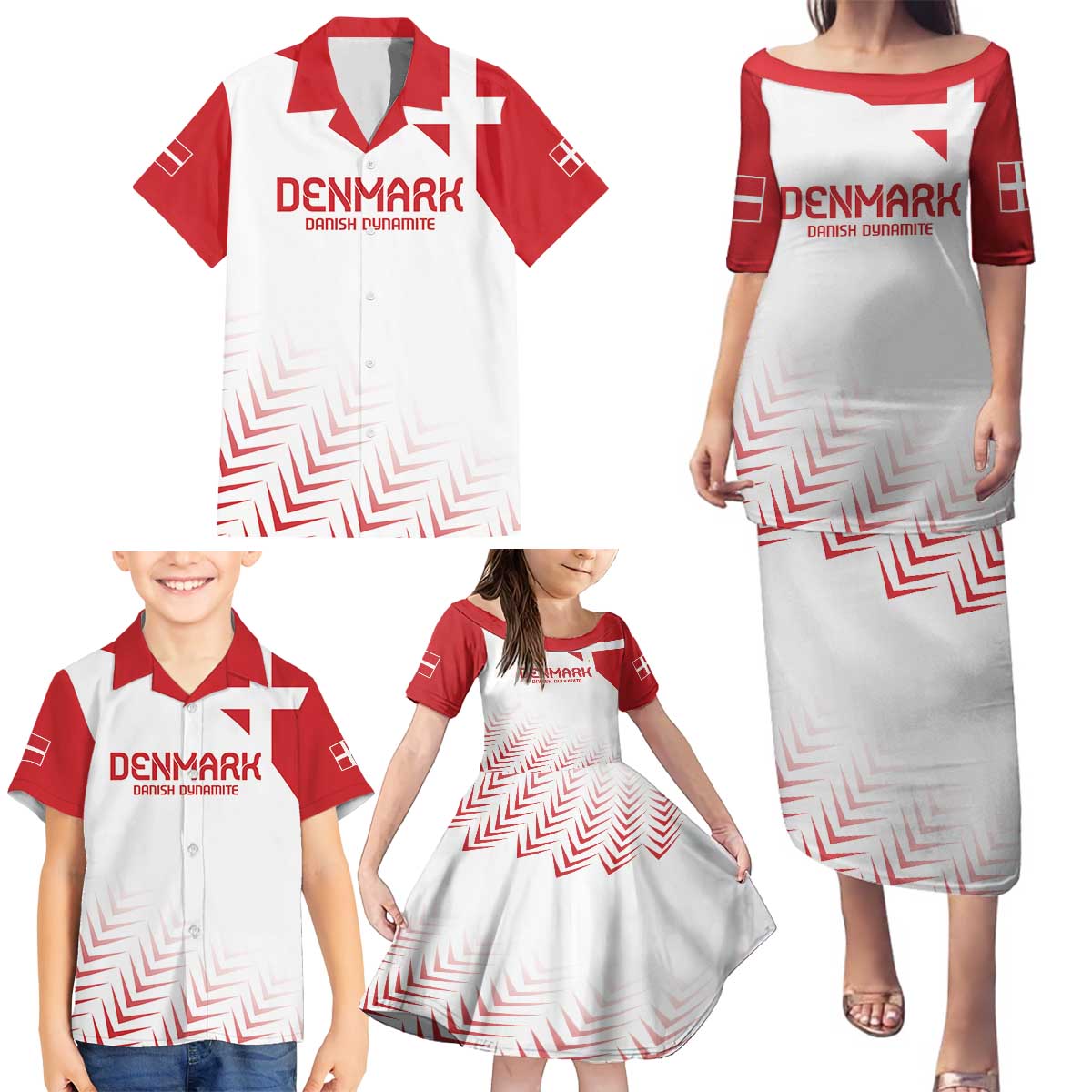 Custom Denmark Football Family Matching Puletasi and Hawaiian Shirt Come On Danish Dynamite - Wonder Print Shop