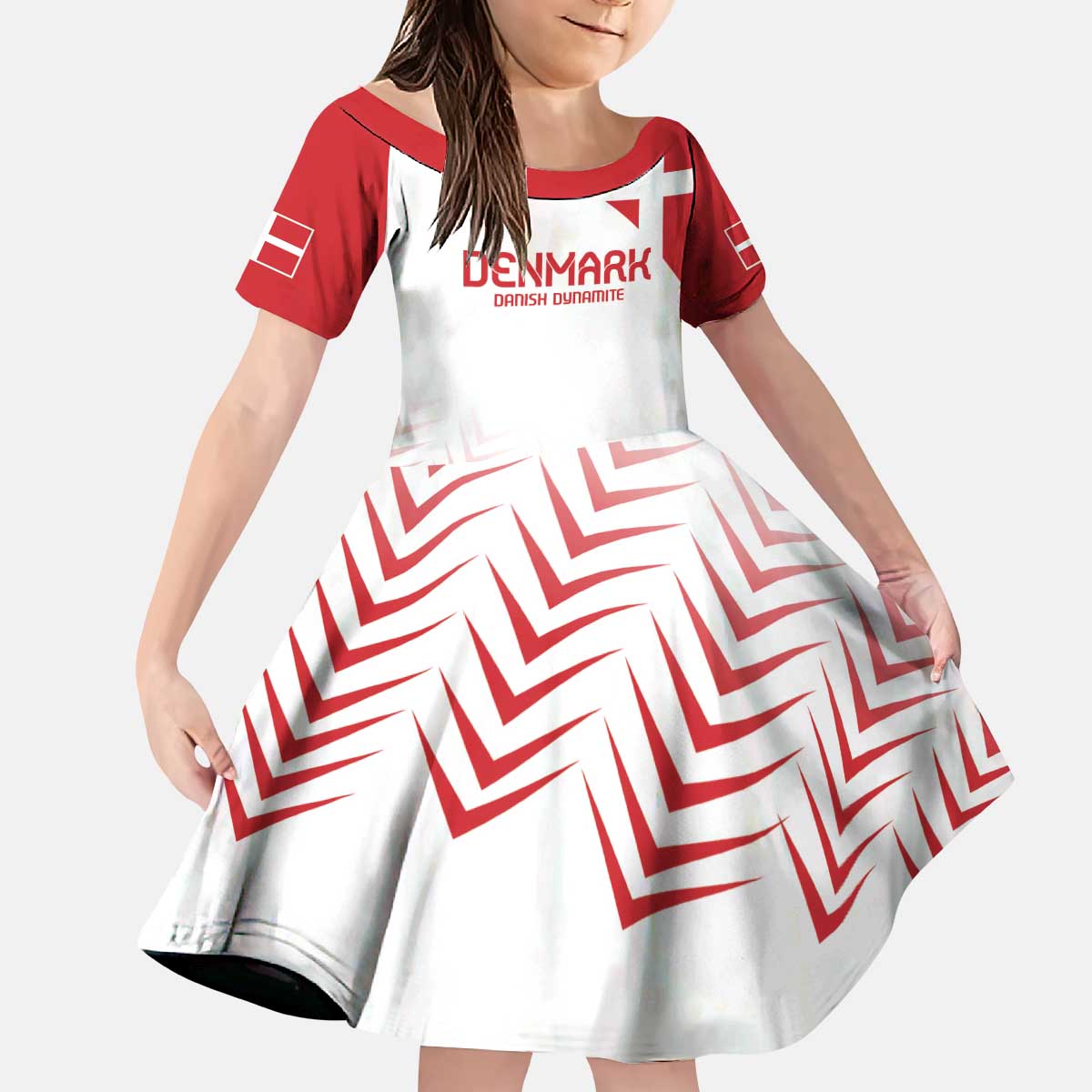 Custom Denmark Football Kid Short Sleeve Dress Come On Danish Dynamite - Wonder Print Shop