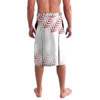 White lavalava skirt with red chevron stripes print, no visible text