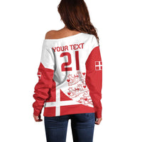 Custom Denmark Football Off Shoulder Sweater Come On Danish Dynamite LT9 Women White