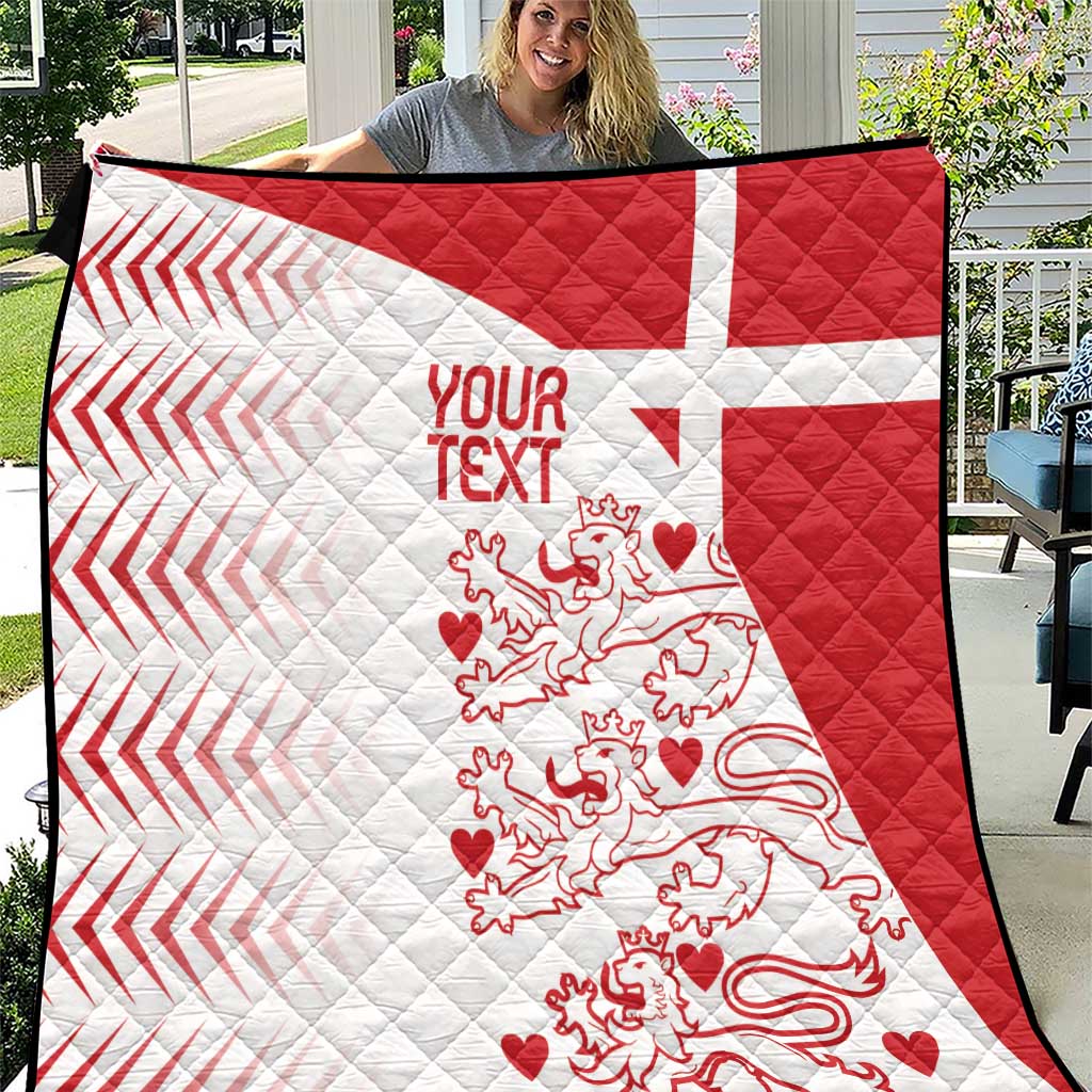 Custom Denmark football quilt outdoors, red and white flag with heart lion illustration