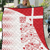 Custom Denmark football quilt outdoors, red and white flag with heart lion illustration