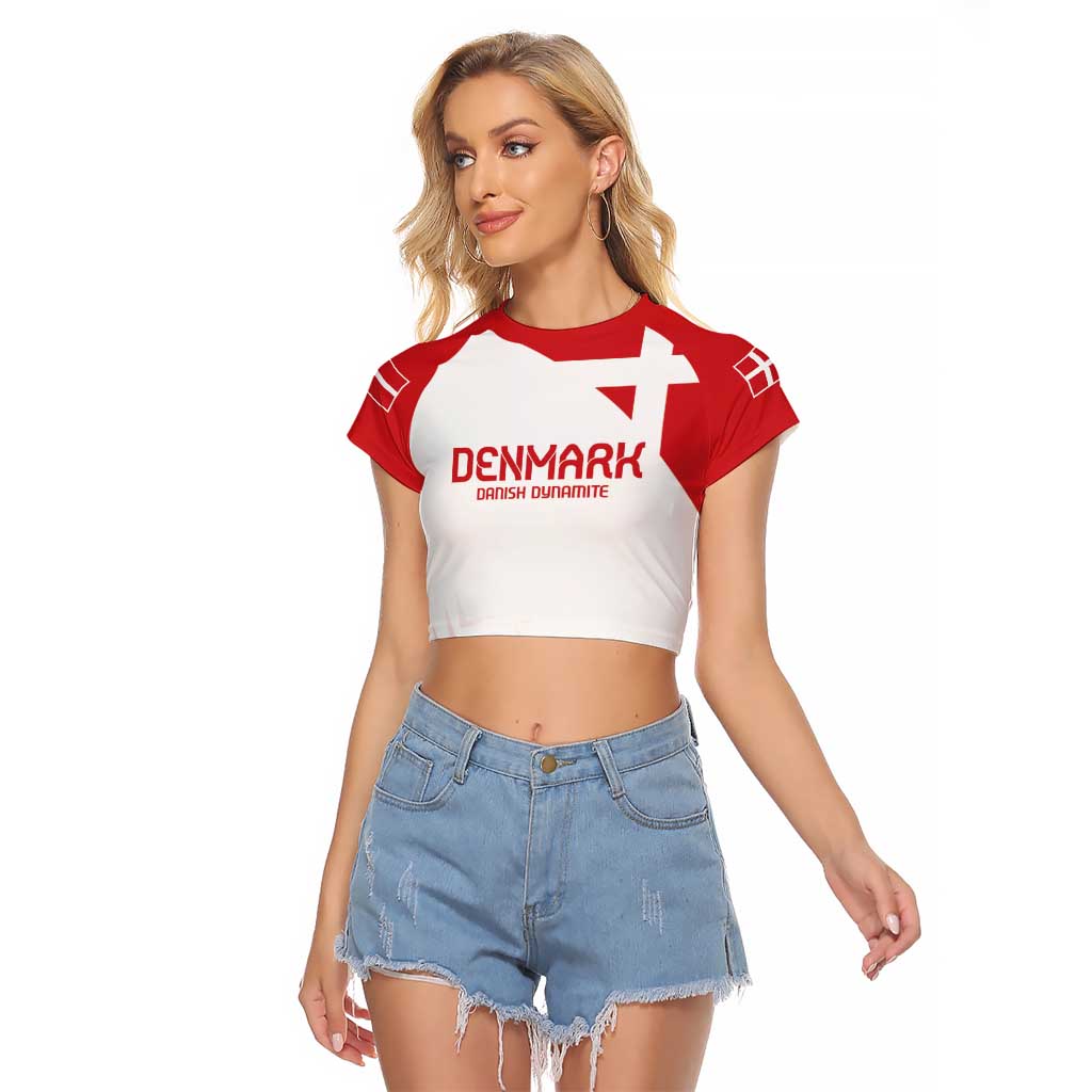 Custom Denmark Football Raglan Cropped T Shirt Come On Danish Dynamite