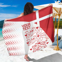 Custom Denmark football sarong, red-and-white flag cross with bold lion and heart graphics