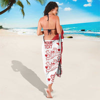 Custom Denmark football sarong, white with red hearts and lions, shown from back