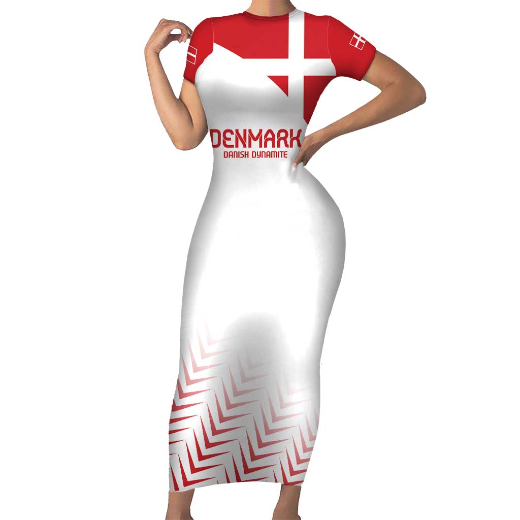 Custom Denmark Football Short Sleeve Bodycon Dress Come On Danish Dynamite