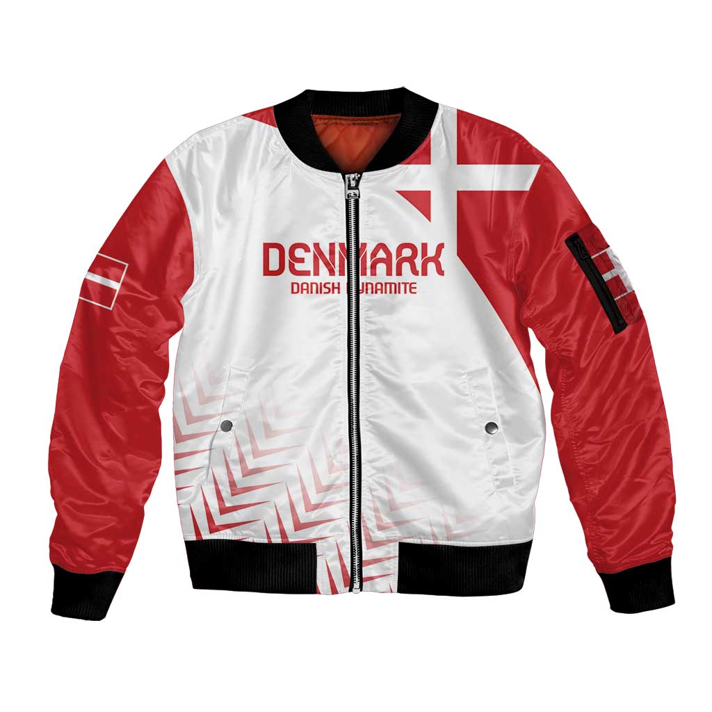 Custom Denmark Football Sleeve Zip Bomber Jacket Come On Danish Dynamite