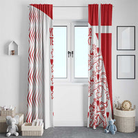 Denmark football window curtain with red-and-white lion heart pattern panels