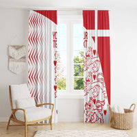 Matching Denmark football curtains with red header and bold heart-lion artwork