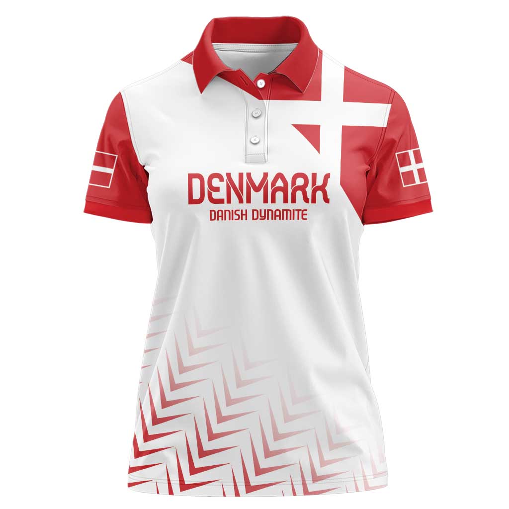 Custom Denmark Football Women Polo Shirt Come On Danish Dynamite