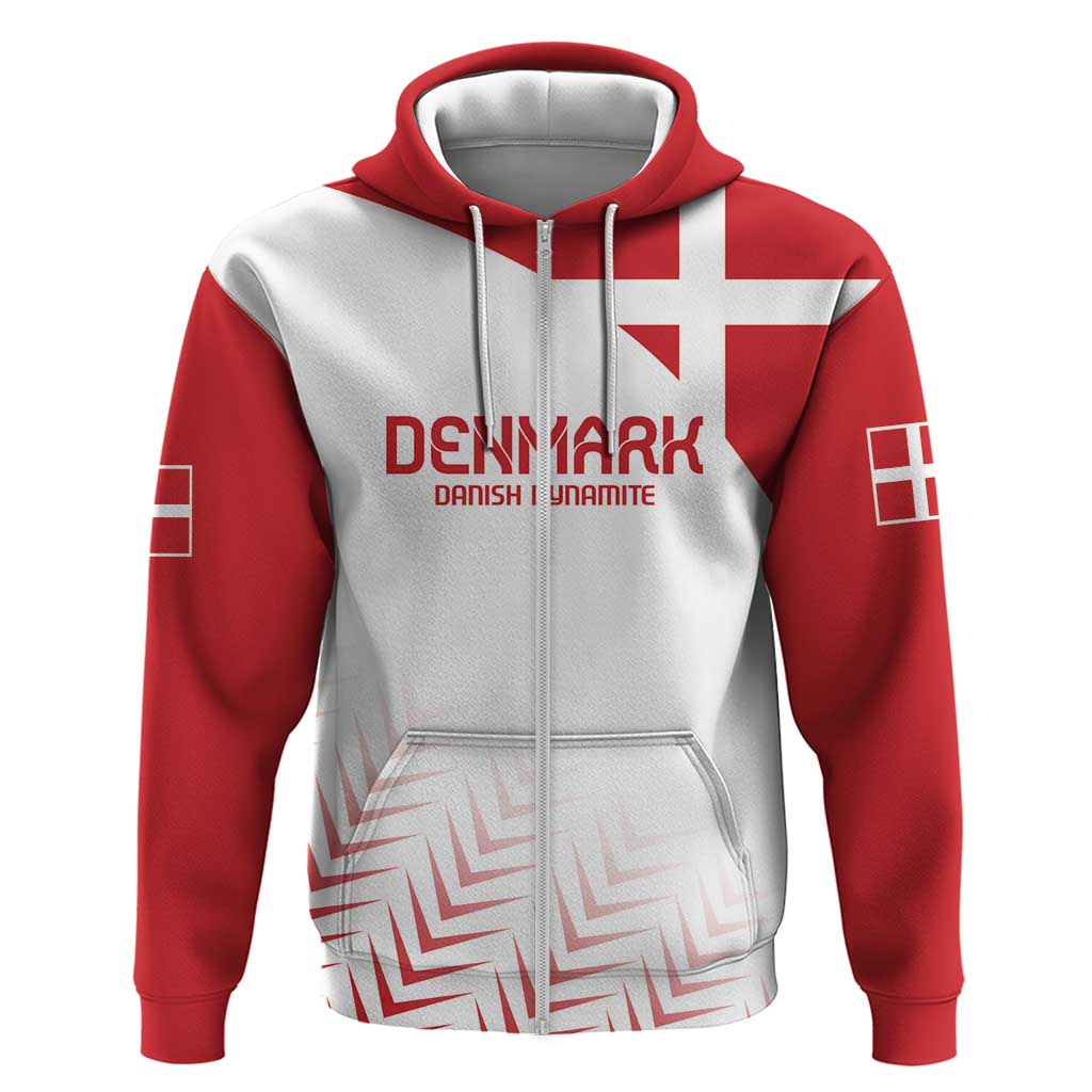 Custom Denmark Football Zip Hoodie Come On Danish Dynamite - Wonder Print Shop