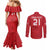 Custom Denmark Football Couples Matching Mermaid Dress and Long Sleeve Button Shirt With Coat of Arm