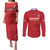 Custom Denmark Football Couples Matching Puletasi and Long Sleeve Button Shirt With Coat of Arm LT9 - Wonder Print Shop