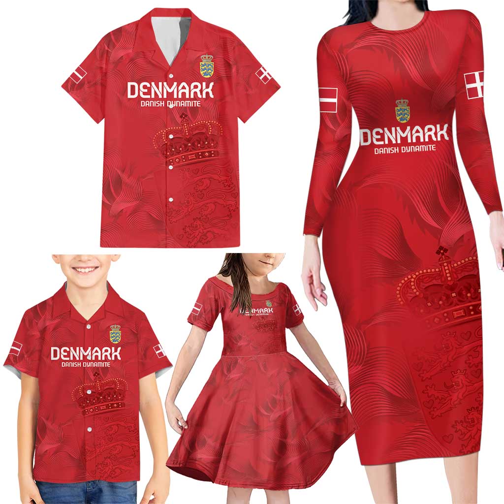 Custom Denmark Football Family Matching Long Sleeve Bodycon Dress and Hawaiian Shirt With Coat of Arm LT9 - Wonder Print Shop