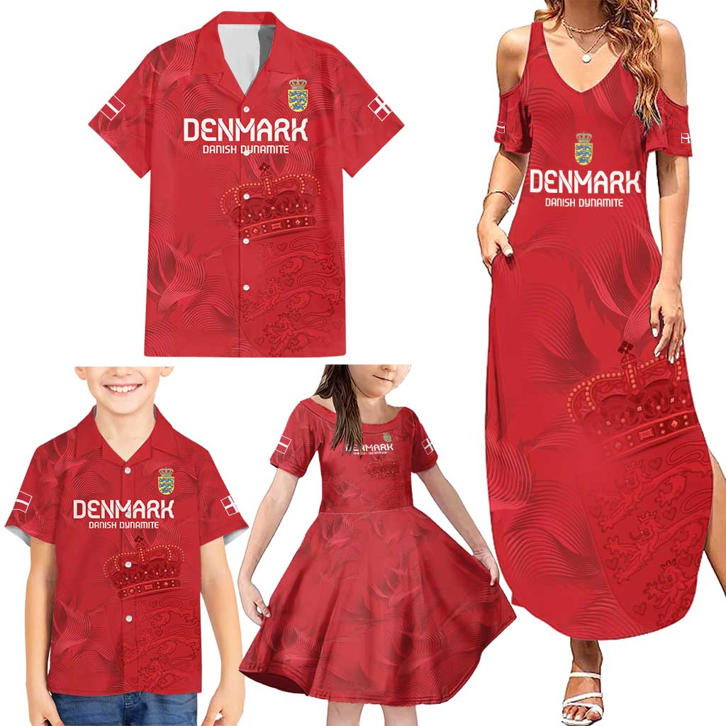 Custom Denmark Football Family Matching Summer Maxi Dress and Hawaiian Shirt With Coat of Arm - Wonder Print Shop