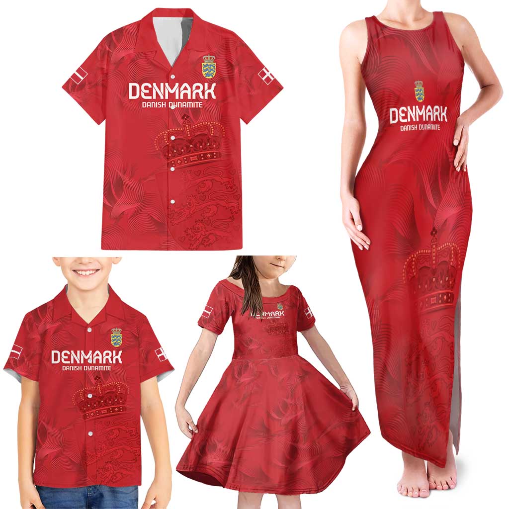 Custom Denmark Football Family Matching Tank Maxi Dress and Hawaiian Shirt With Coat of Arm - Wonder Print Shop