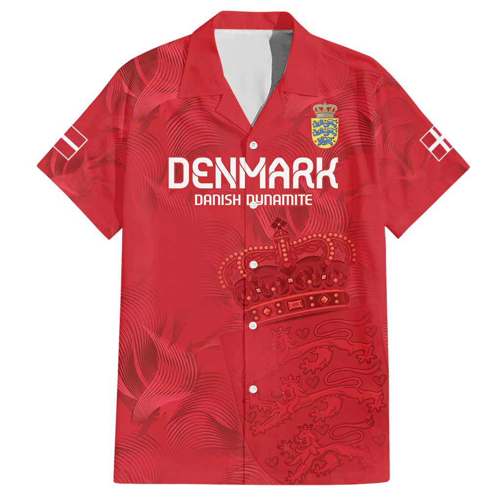 Custom Denmark Football Hawaiian Shirt With Coat of Arm - Wonder Print Shop