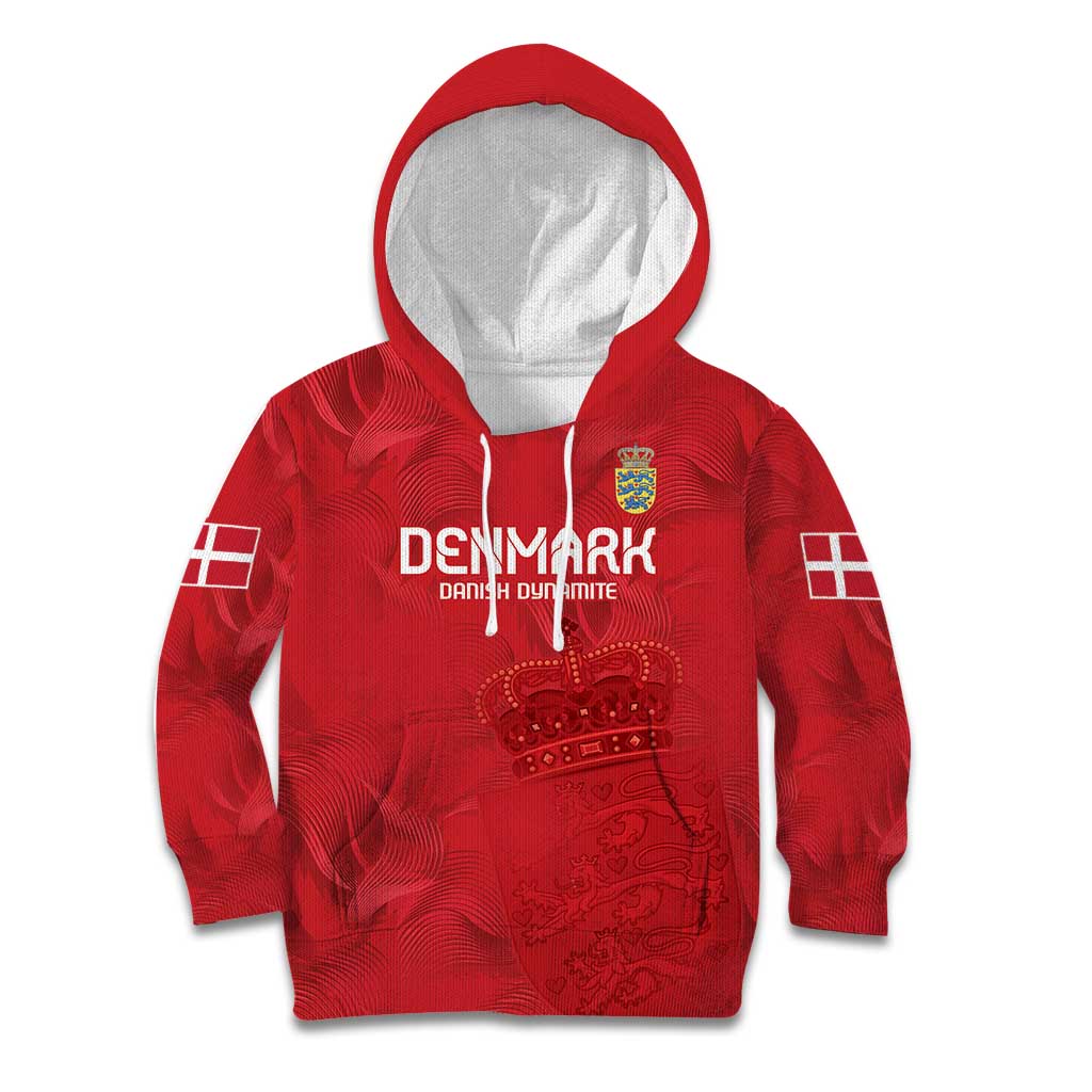 Custom Denmark Football Kid Hoodie With Coat of Arm - Wonder Print Shop