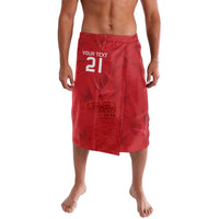 Red football-style shorts with elastic waistband and front number graphic
