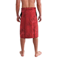 Red football-style shorts with elastic waistband and side seam detail