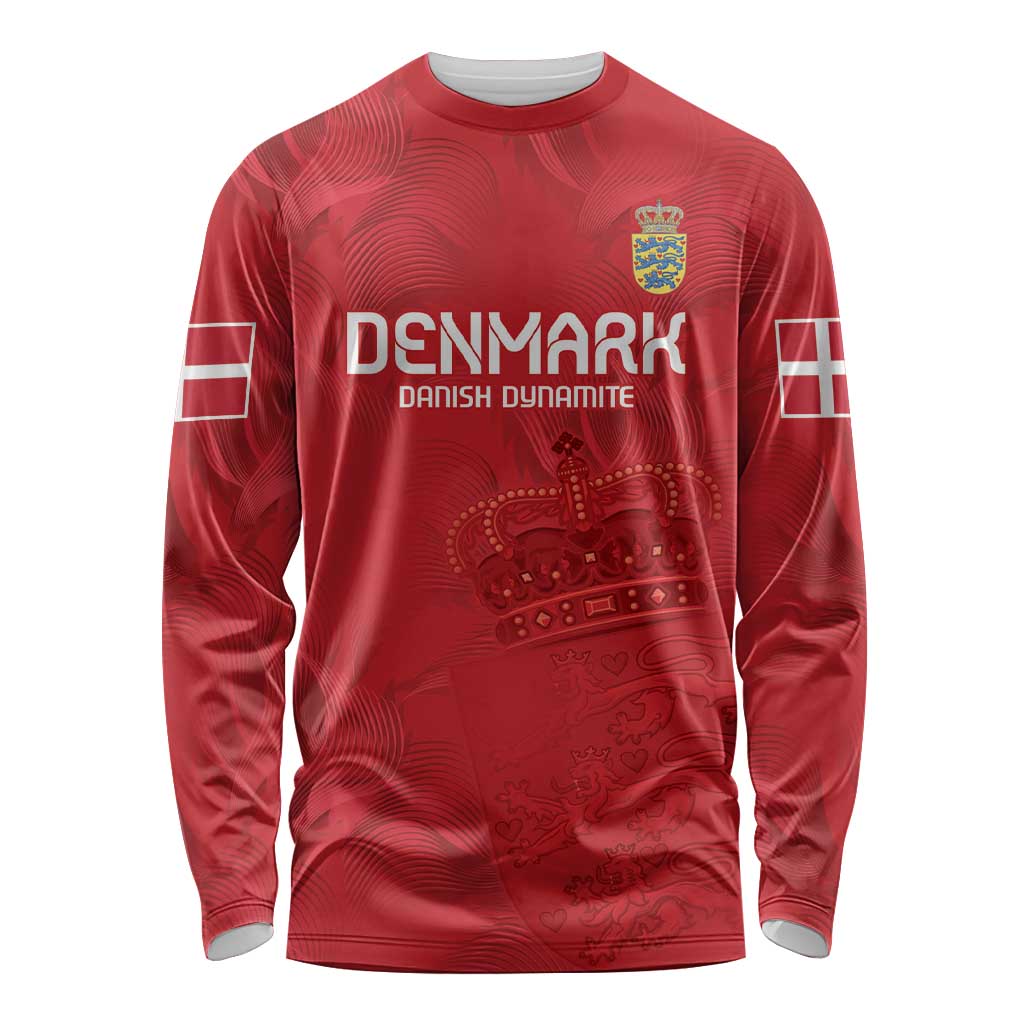 Red long-sleeve Denmark football jersey, front crest with DENMARK text