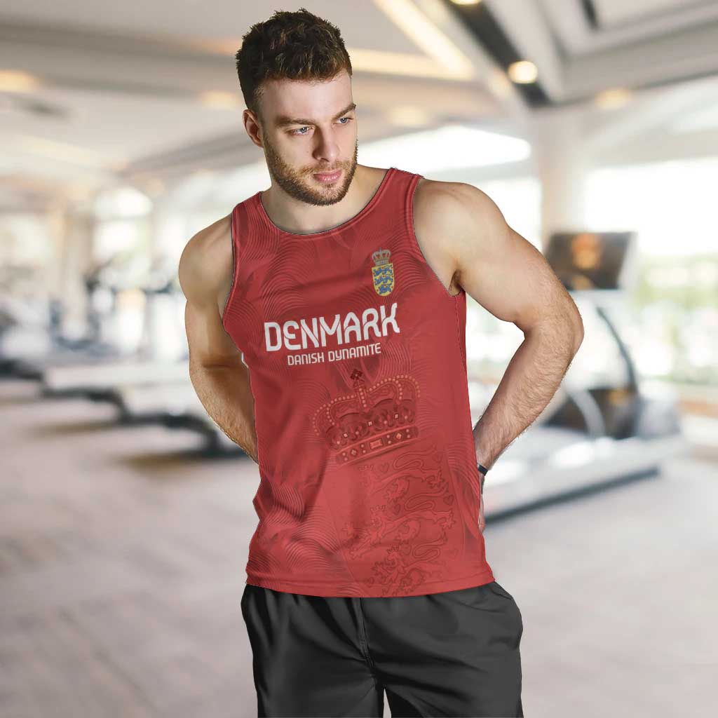 Custom Denmark Football Men Tank Top With Coat of Arm - Wonder Print Shop