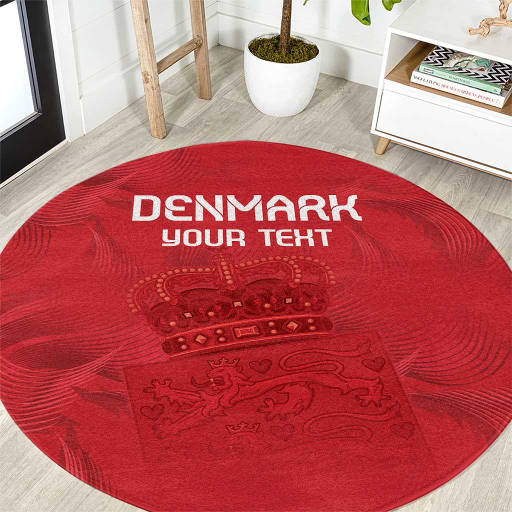 Custom Denmark Football Round Carpet With Coat of Arm