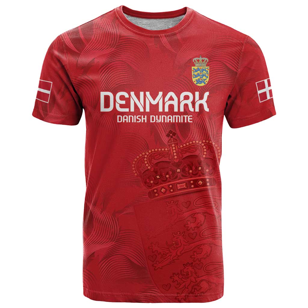 Custom Denmark Football T Shirt With Coat of Arm