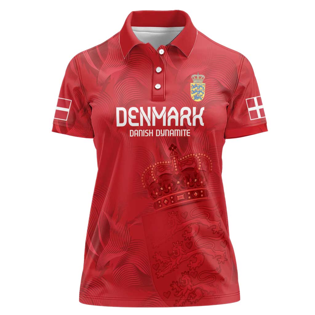 Custom Denmark Football Women Polo Shirt With Coat of Arm