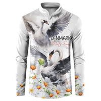 White button-front sweatshirt with mute swan and daisy floral print
