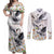 Denmark Mute Swan Couples Matching Off Shoulder Maxi Dress and Long Sleeve Button Shirt With Chamomile Daisy Flowers LT9 - Wonder Print Shop