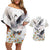 Denmark Mute Swan Couples Matching Off Shoulder Short Dress and Hawaiian Shirt With Chamomile Daisy Flowers LT9 - Wonder Print Shop